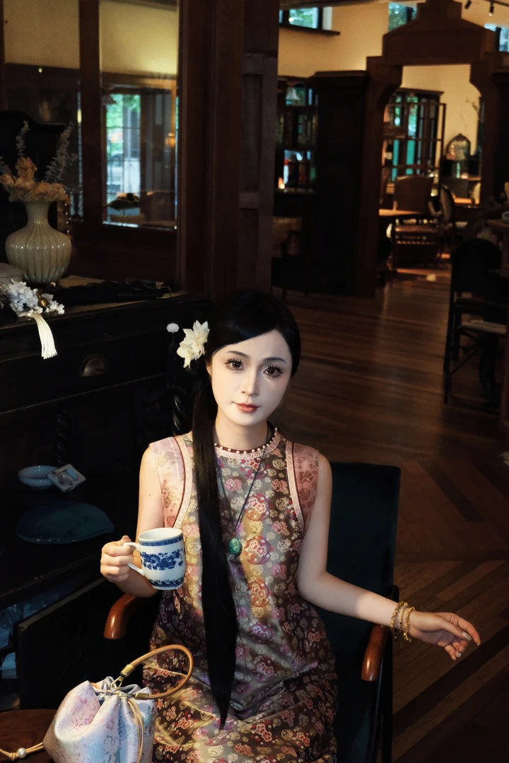 四時合序 新中式蜀锦无袖旗袍连衣裙手工定制连衣裙