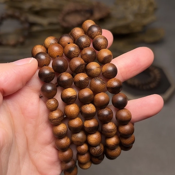沉香手串越南芽庄红土白棋楠瘤疤0.8×108