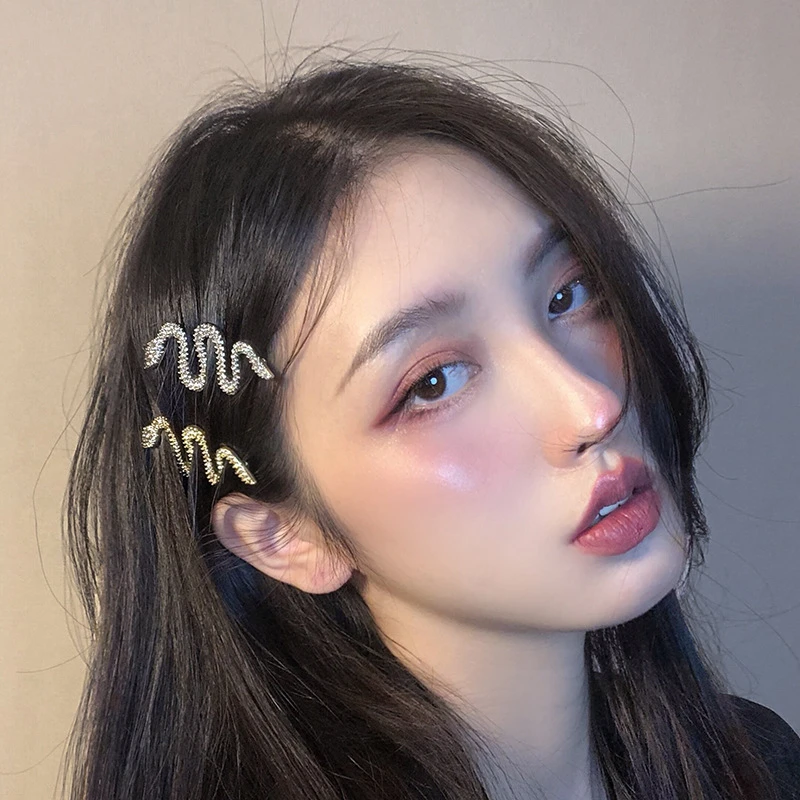 2件套灵蛇发夹弯曲蛇形缠绕发夹造型酷刘海夹发饰女