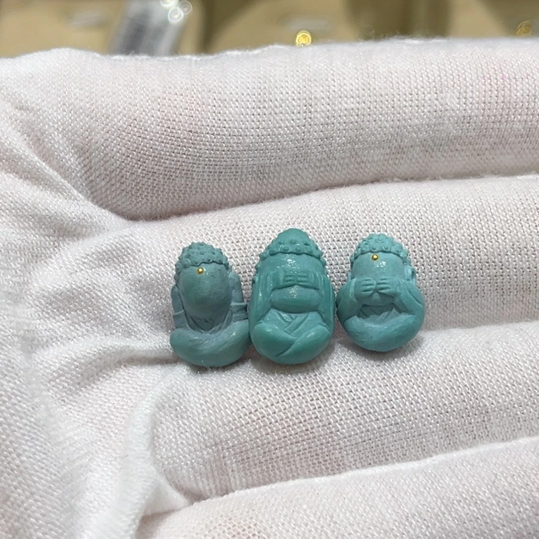 未镶嵌绿松石珠宝奇石雾霾蓝三不佛