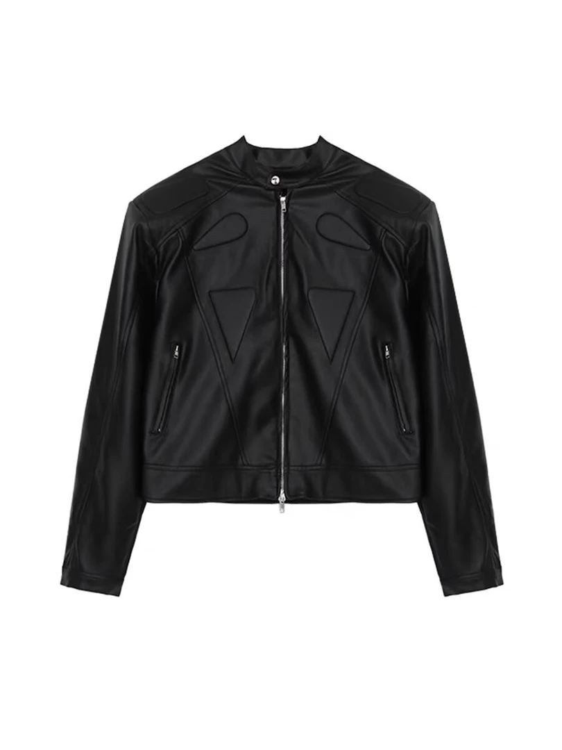 短款皮衣外套男设计感pu皮夹克痞帅炸街机车服男士百搭黑色潮流
