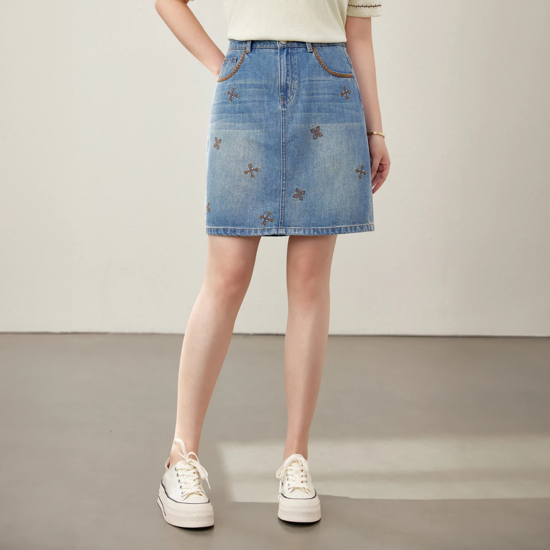 【时尚个性半身裙】纤莉秀E大码女装气质显瘦百搭半身裙QK2377