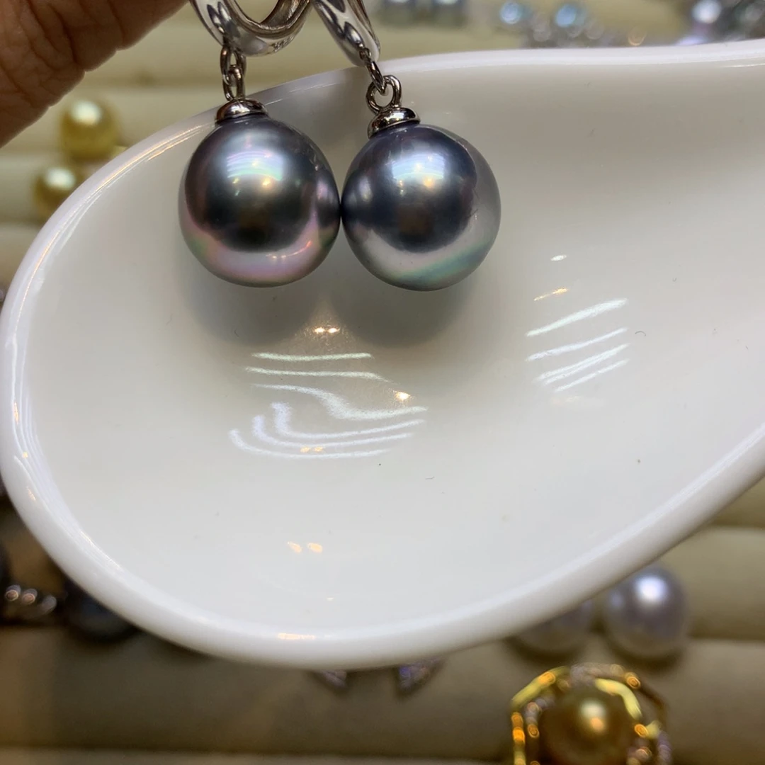 银S925镶嵌耳饰海水珍珠