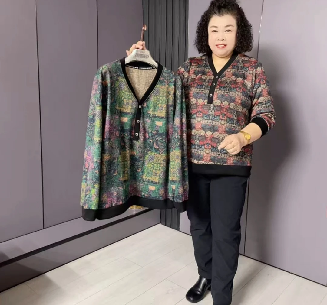 01636厚料法兰绒遮肉V领洋气长袖卫衣