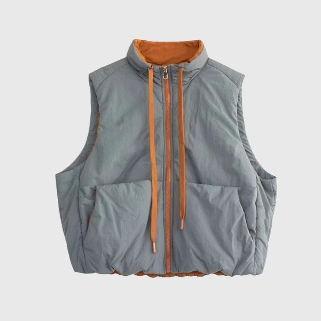 【糖糖】“羊毛绒撞色马甲”宽松轻薄保暖厚款马甲