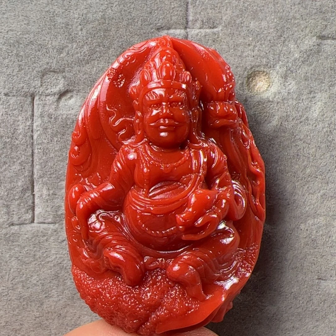 南红玛瑙未镶嵌黄财神吊坠