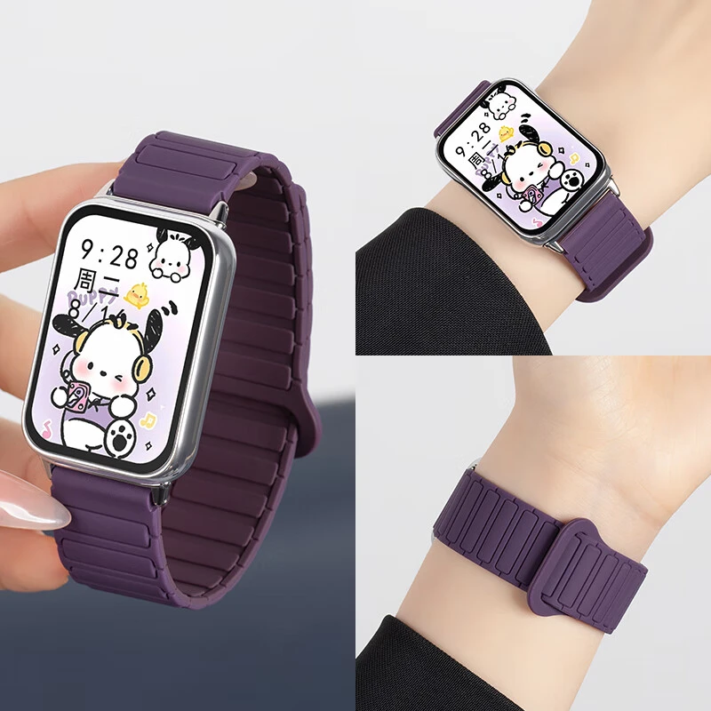 适用小米手环9pro/8Pro硅胶磁吸手表带红米watch5/4工字装甲女款