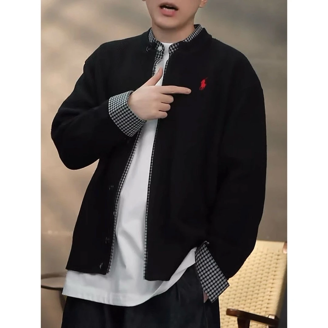 “影紋叠奏  云织毛衣”  秋冬新款假两件针织外套时尚潮流加厚外套