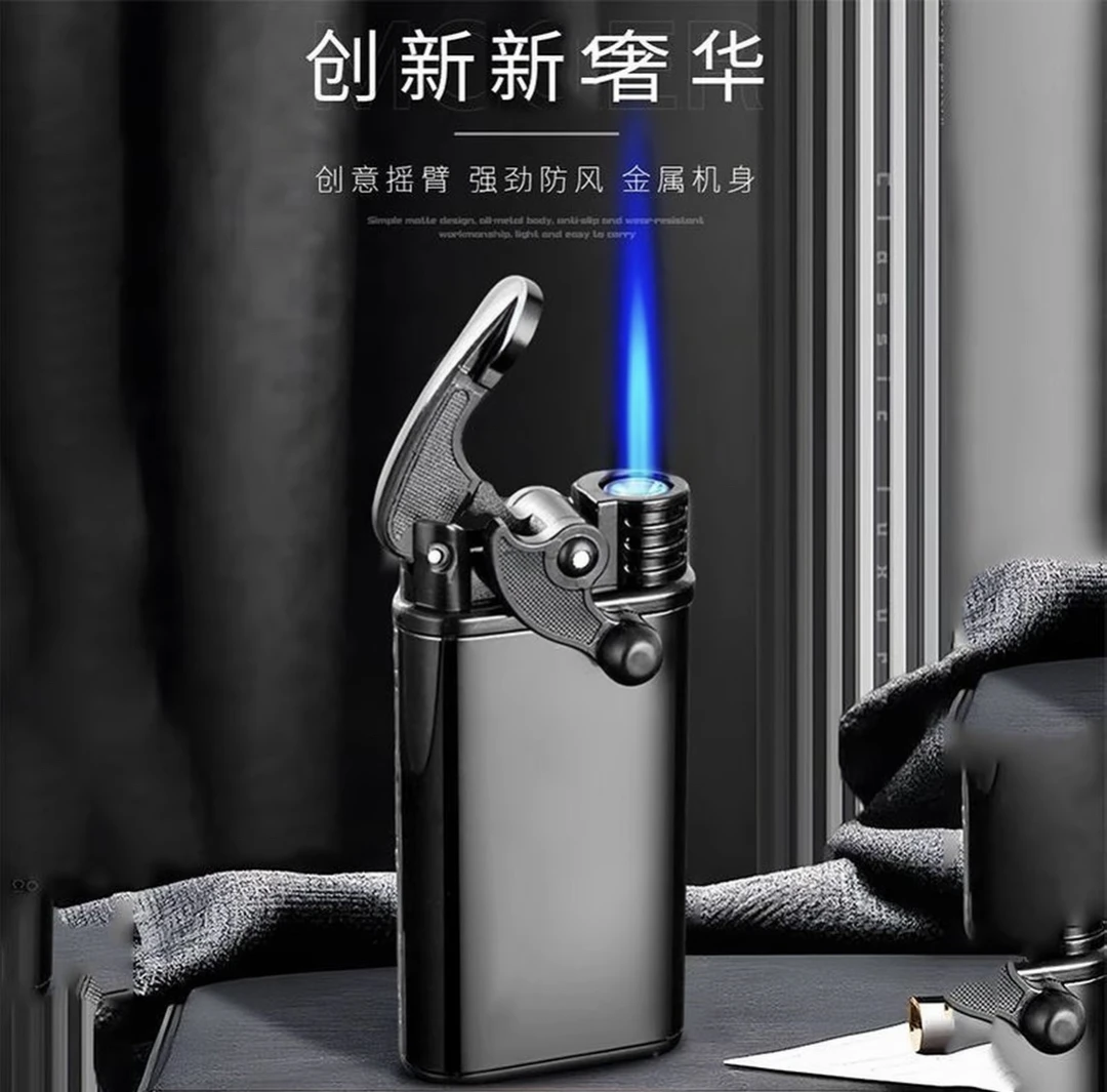 新款潮流防风手握防爆加厚翻盖直冲电话打火机可定制印字送男友