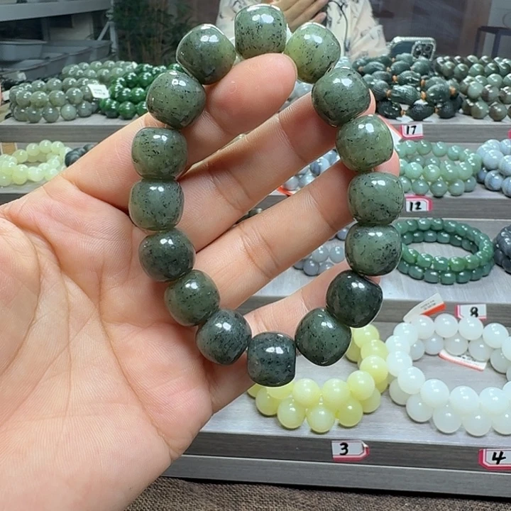 手链未镶嵌和田玉新疆若羌青黄口料青花老型卡14