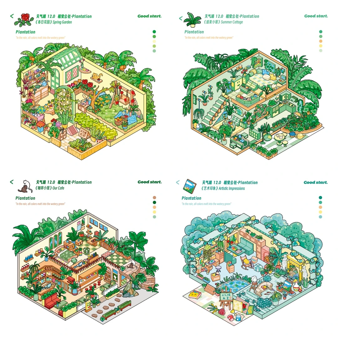 天气晴12.0春日盛夏系列3D立体微缩场景造景贴纸手工手账diy贴纸