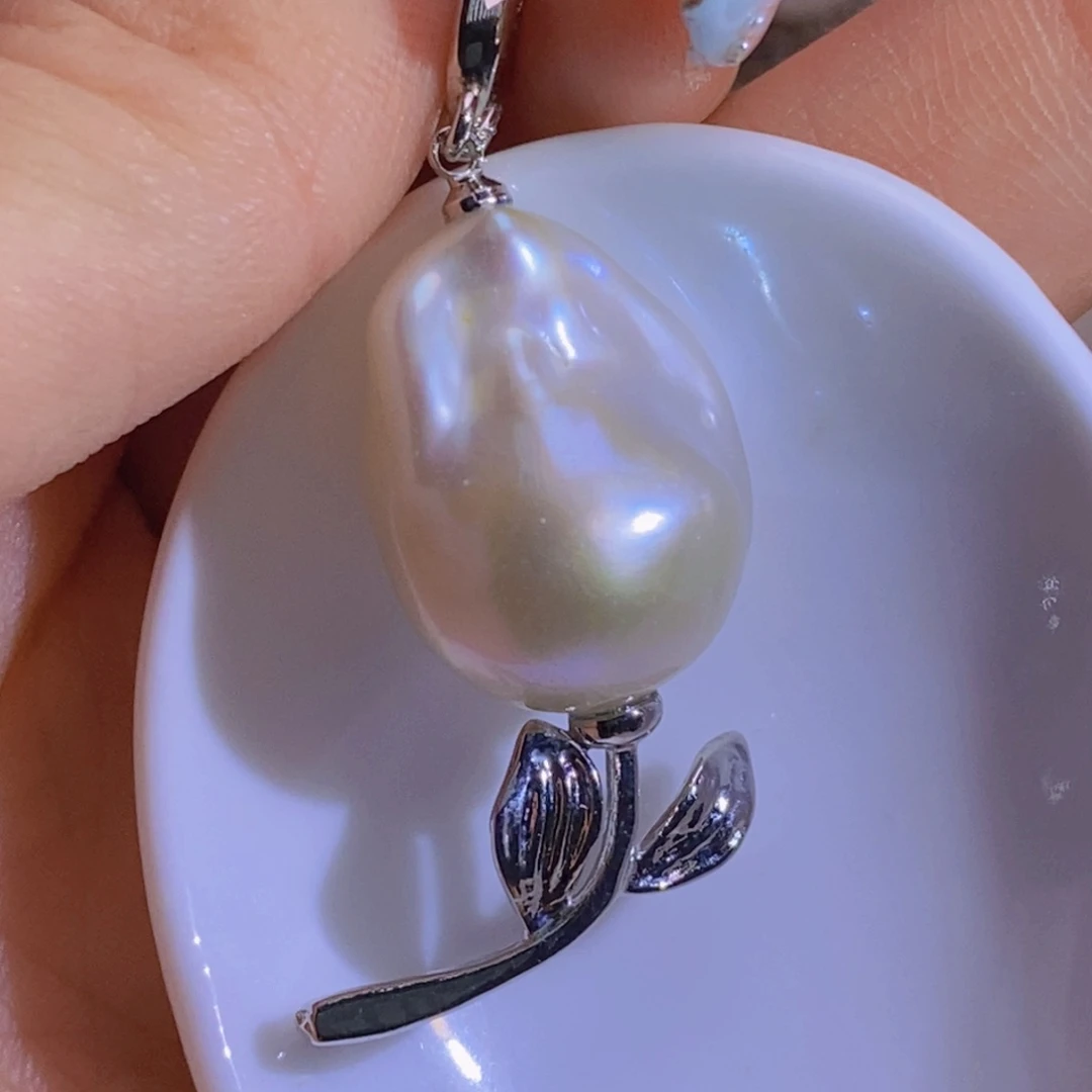 银S925镶嵌淡水珍珠天然淡水珍珠无染色无优化