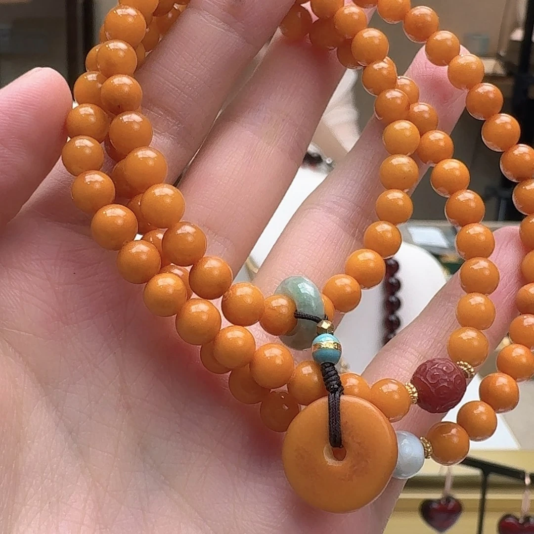 琥珀未镶嵌耳饰项链