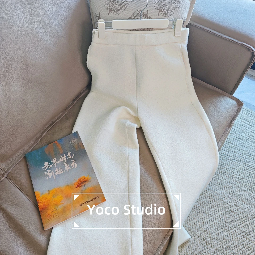 设计师四季冬季喇叭裤厚款潮牌女装百搭通勤风宽松