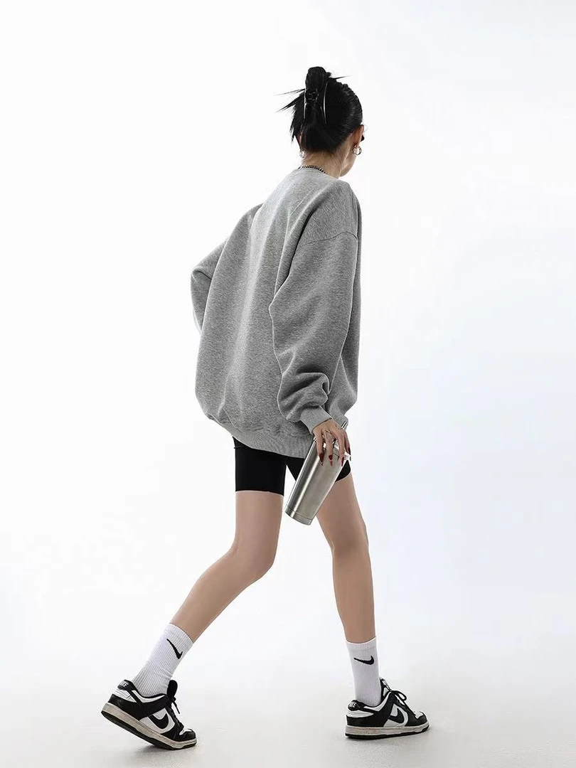 2025ins风情侣美式字母涂鸦圆领卫衣百搭上衣宽松打底显瘦不起球