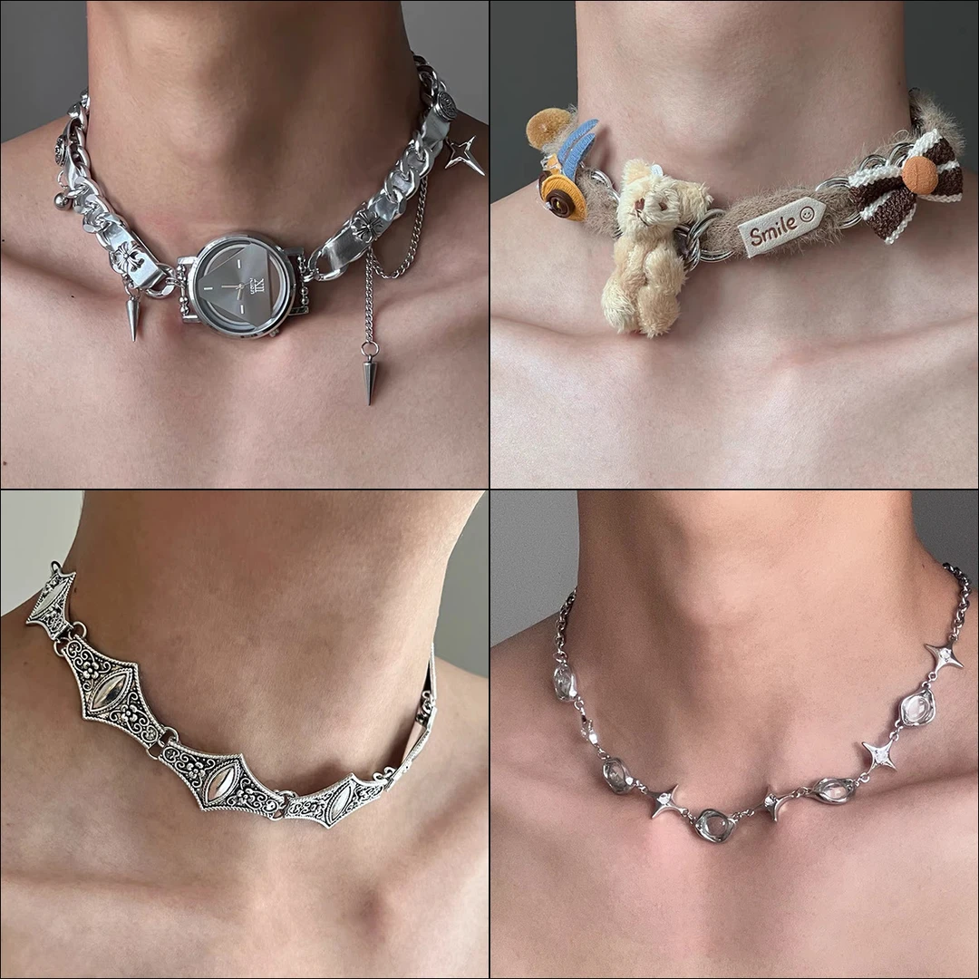 铜合金亚克力项链 夏款项圈合集~嘻哈朋克男女同款小众设计亚文化