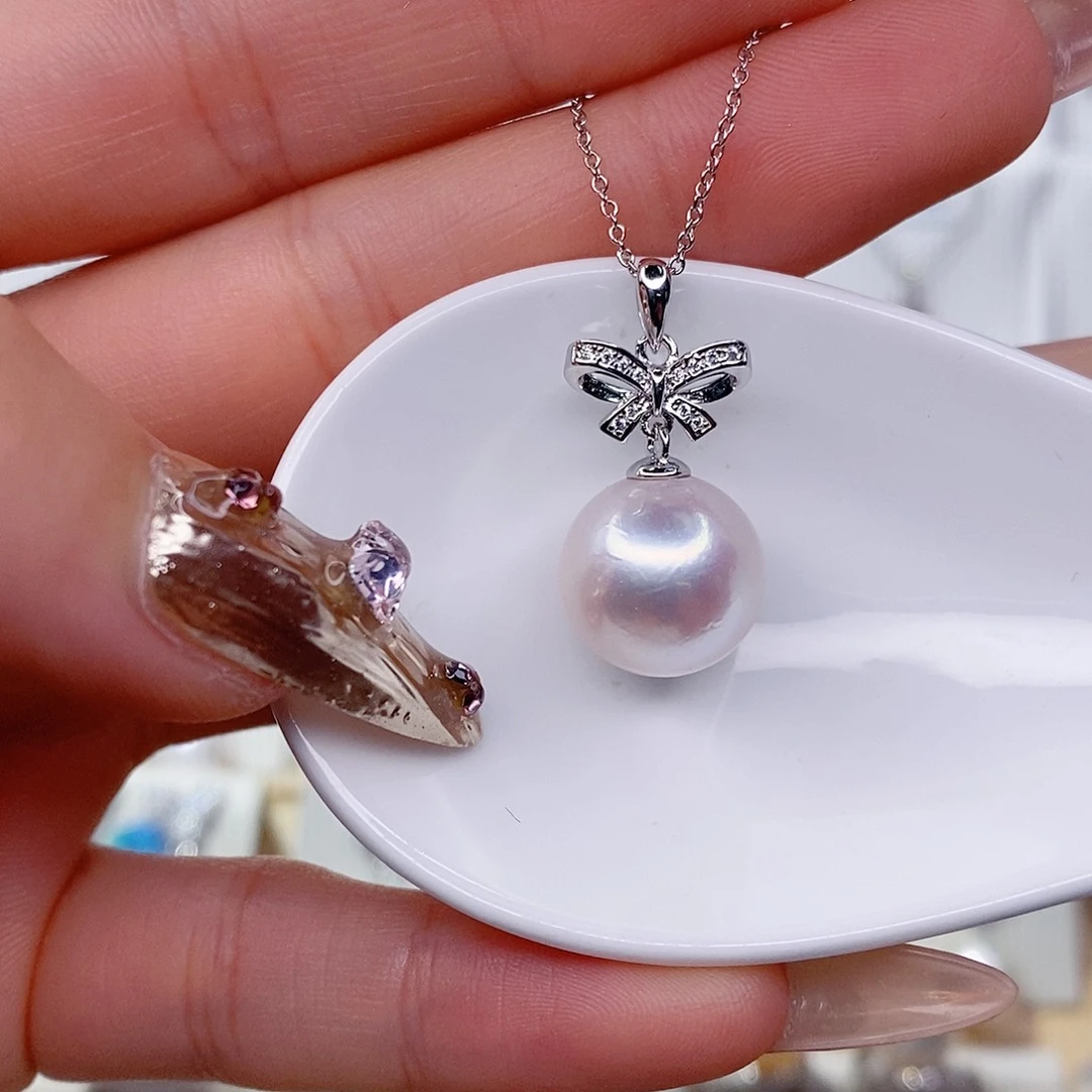 淡水珍珠银S925镶嵌吊坠(赠链)12➕