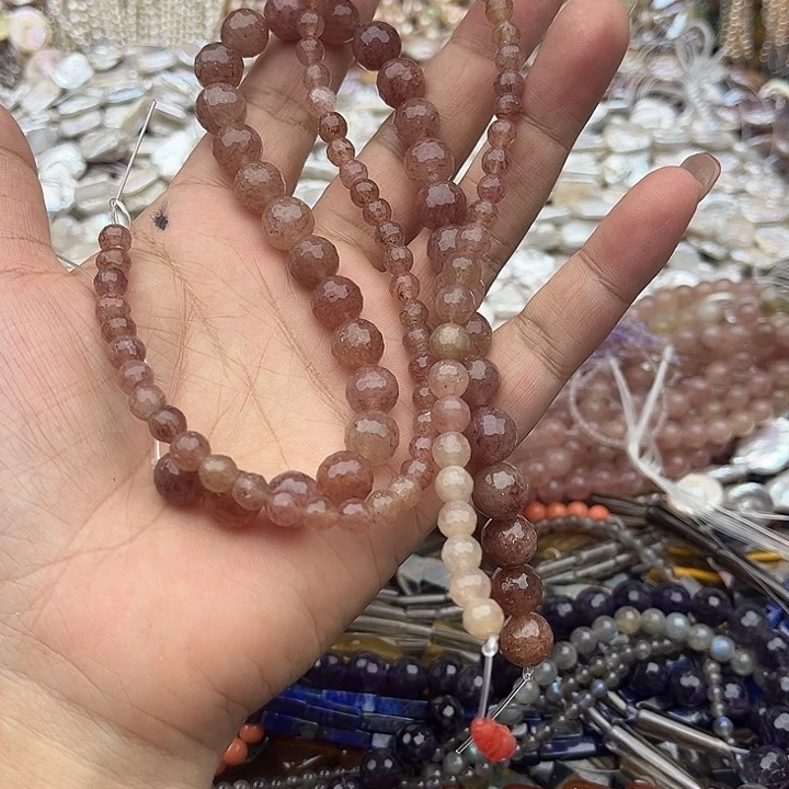 毛***仙玛瑙/玉髓未镶嵌珠宝半成品2条草莓晶打包4