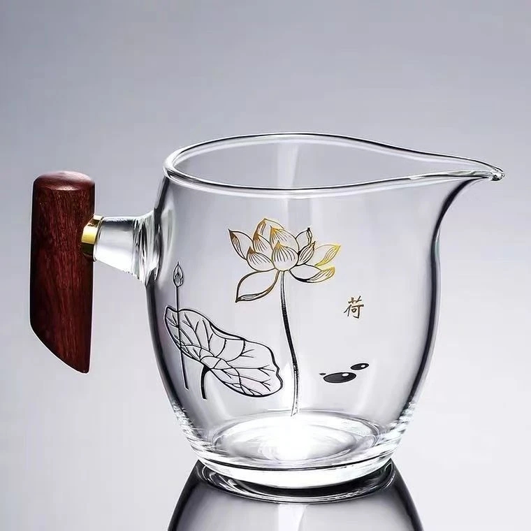 耐热玻璃公道手工杯家用茶道分茶器木把公杯高档玻璃茶杯