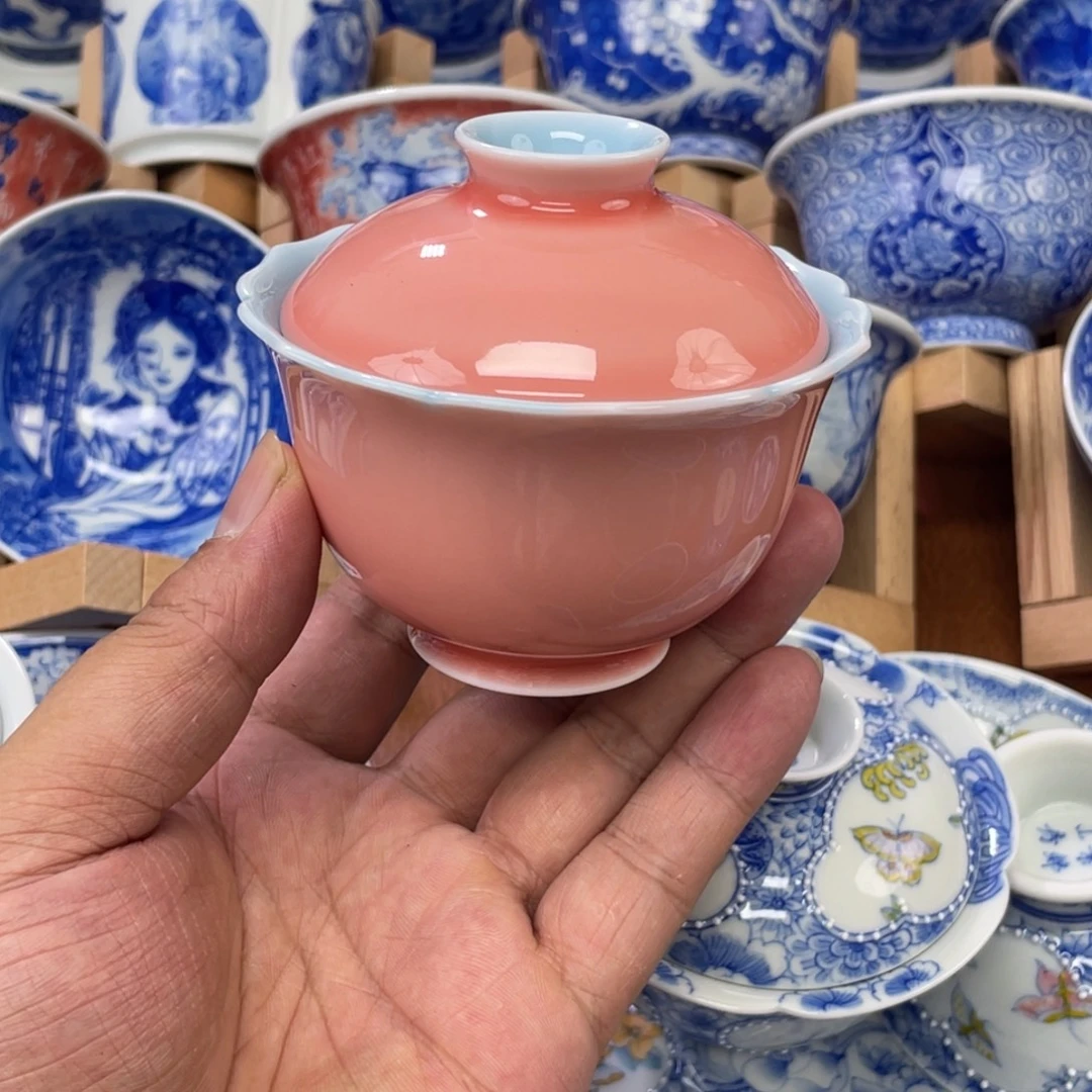 高温颜色釉  胭脂粉 双拼色
