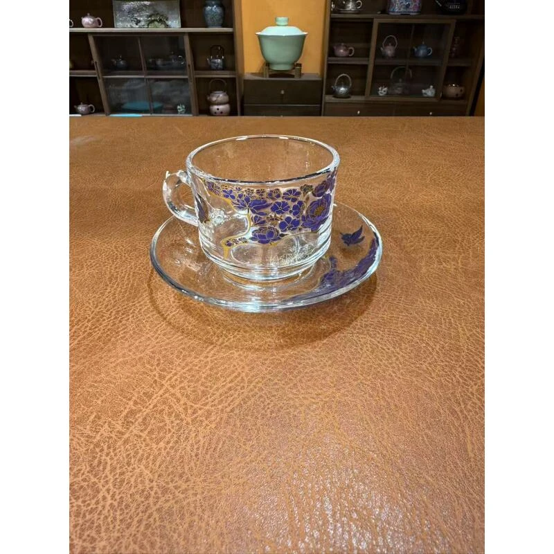 沐雨茶器 玻璃蝶恋花咖啡杯套-5835