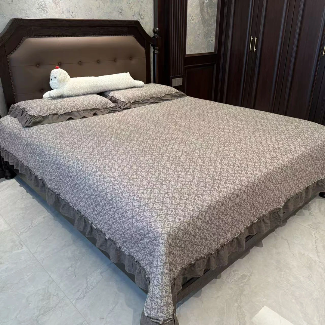 于姐推荐【罗拉咖-床盖三件套】全棉色织提花床盖三件套床上铺盖