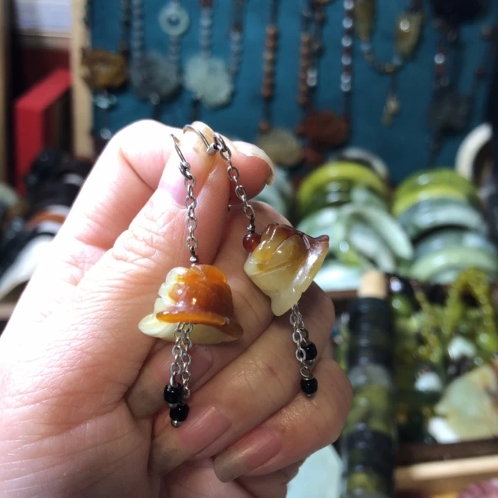 岫玉未镶嵌岫玉耳环