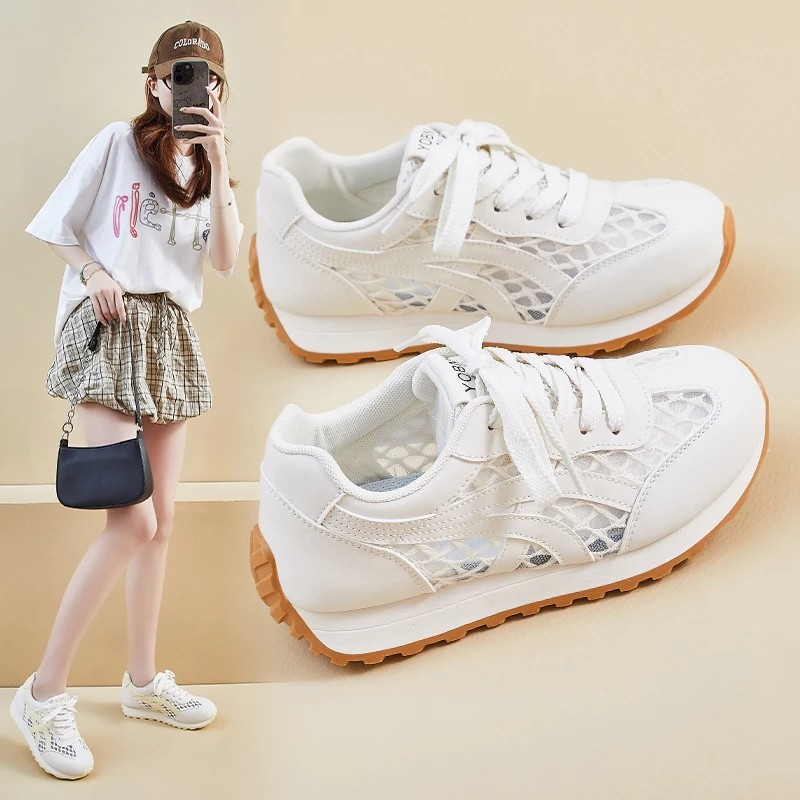 ins韩版阿甘鞋女2025夏季新款网面舒适小白鞋平底轻便透气休闲鞋3