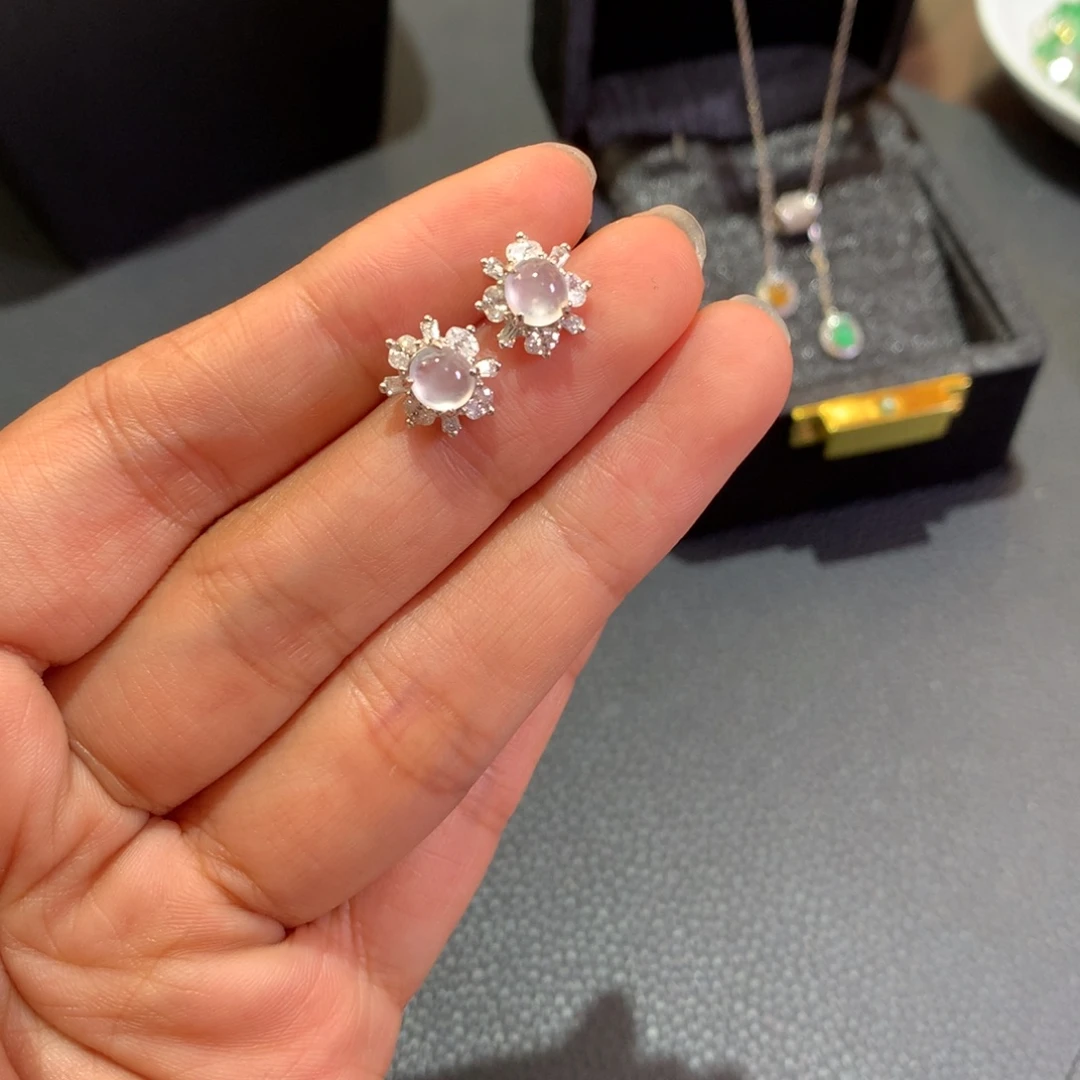 翡翠银S925镶嵌耳饰