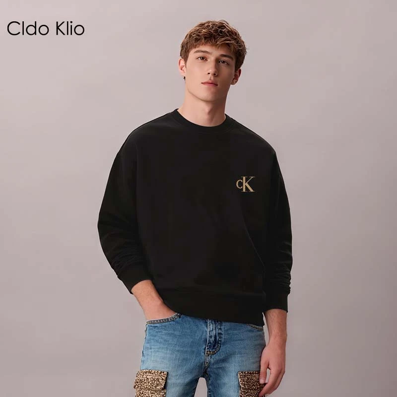 2025秋冬新款Ck满印金标圆领卫衣潮流男女款长袖套头卫衣高级感