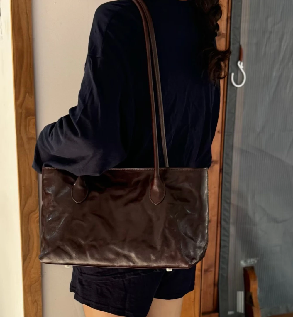 新款树膏植鞣头成牛皮腋下包轻奢小众高级感女士日常通勤