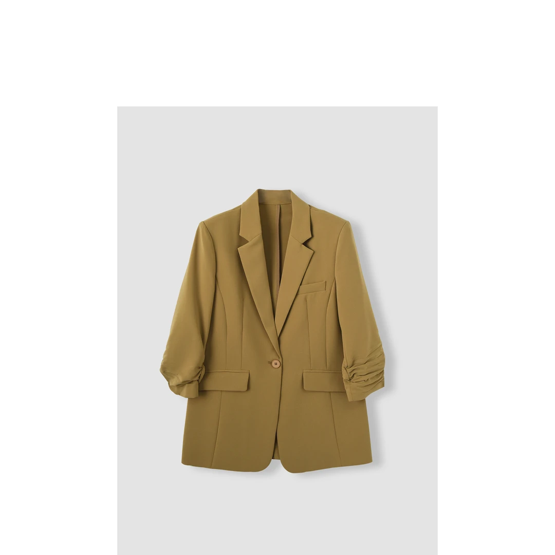 【娜姐自创】特惠来袭~袖口抽褶设计纯色气质西装外套多色 JXZH057X