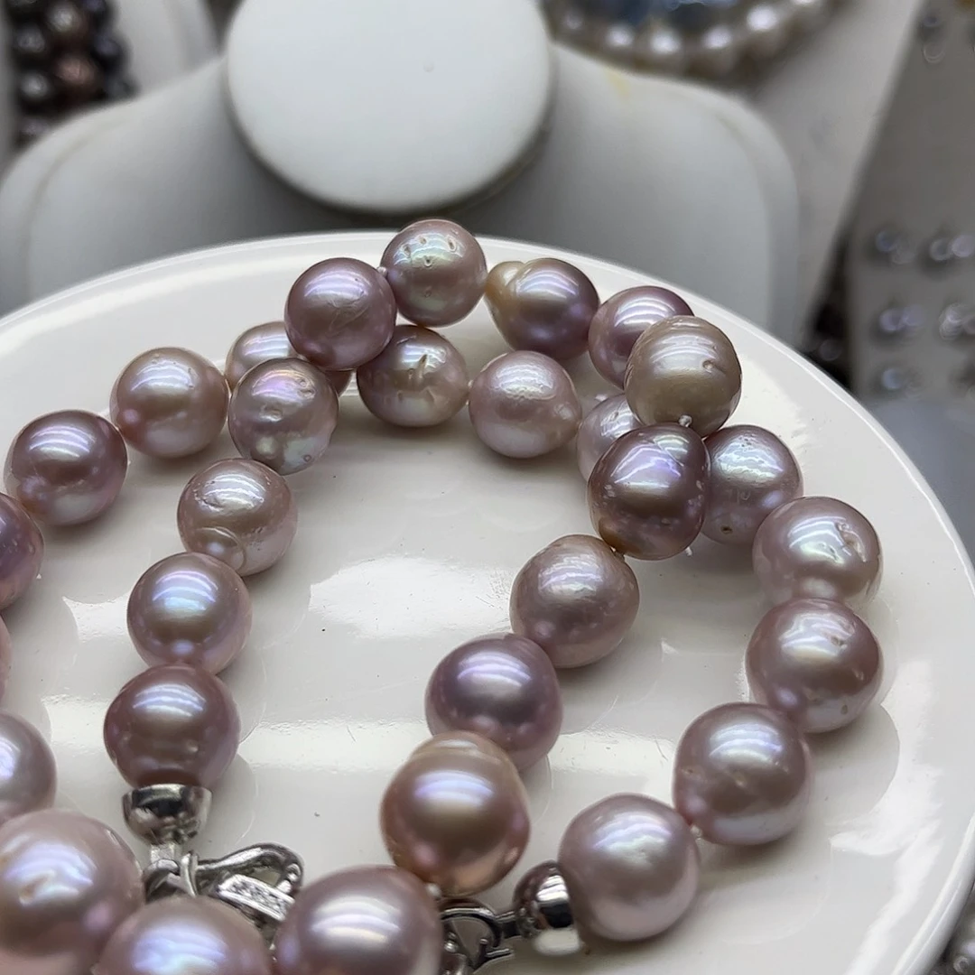 钛钢淡水珍珠项链