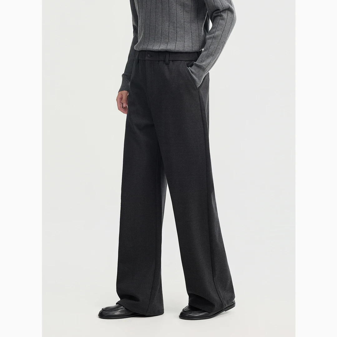 【加厚定织】伯爵卓尔冬季宽松直筒休闲裤男垂感黑色长裤子F541527