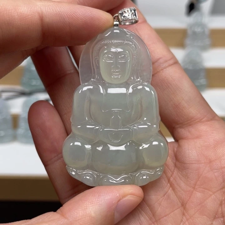 翡翠未镶嵌颈饰天然缅甸翡翠A货观音102号