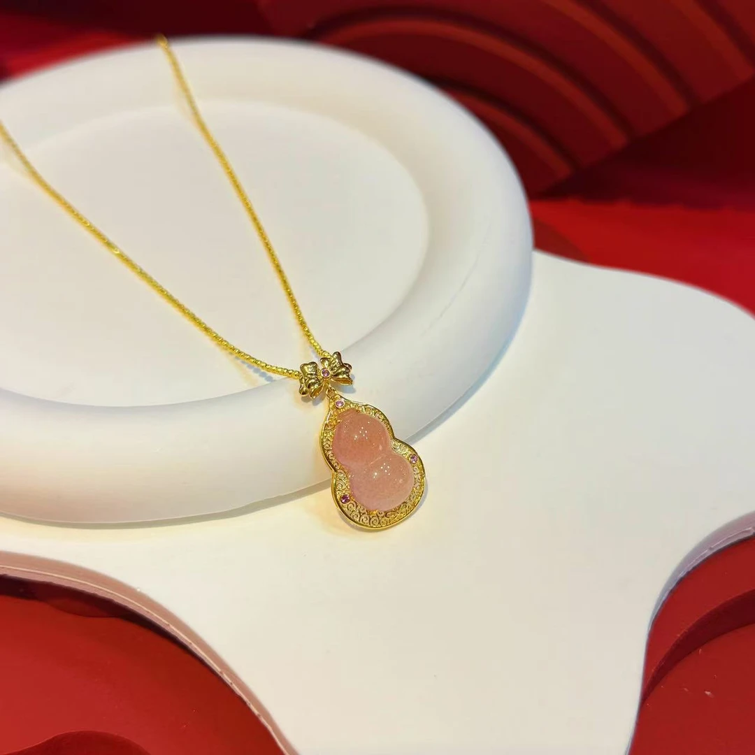 【冰红 保山原矿】18K金镶嵌9-15mm南红葫芦HNZ11186