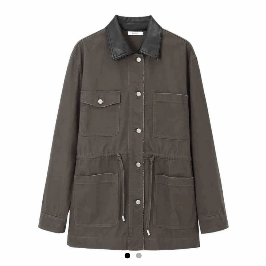 AVVENN 设计师品牌2025新品春翻领宽松中长风衣外套休闲时尚百搭