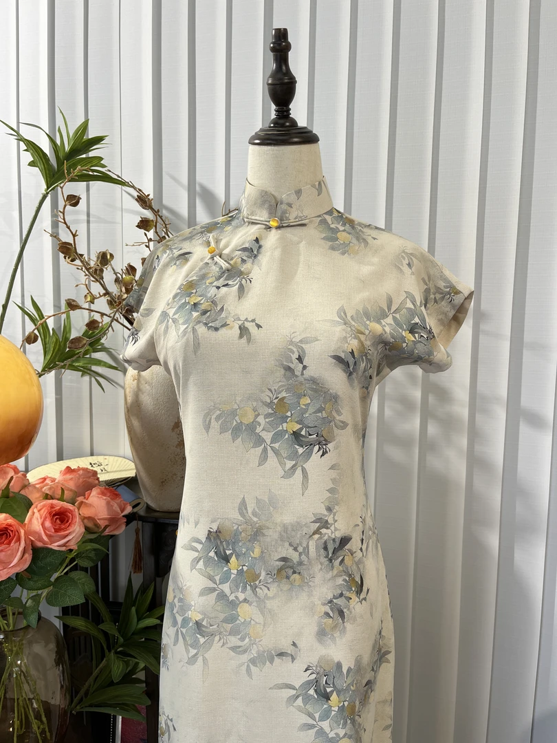 【盛晴】上上签 夏季古法全开襟旗袍新款少女日常气质修身 衣长125