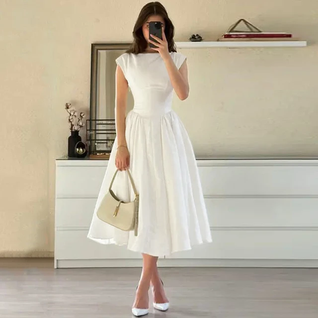 法式纯色气质无袖连衣裙2025夏季新款名媛收腰显瘦性感露背长裙女