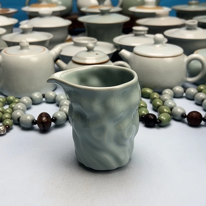 杯仿古天青釉公道杯原矿原釉原产地