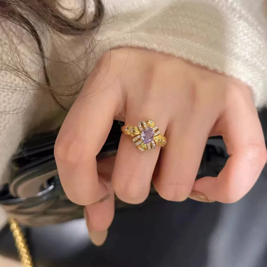 紫荆花缎带戒指 活口可调节