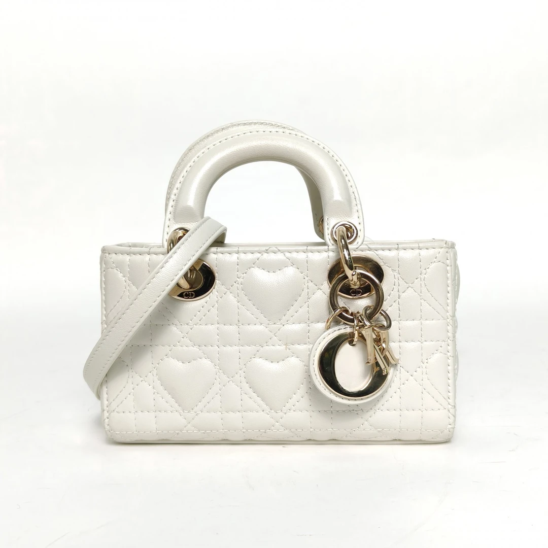 95新 DIOR/迪奥 【娇】横版戴妃包 16 白色 皮革S 2023 927063