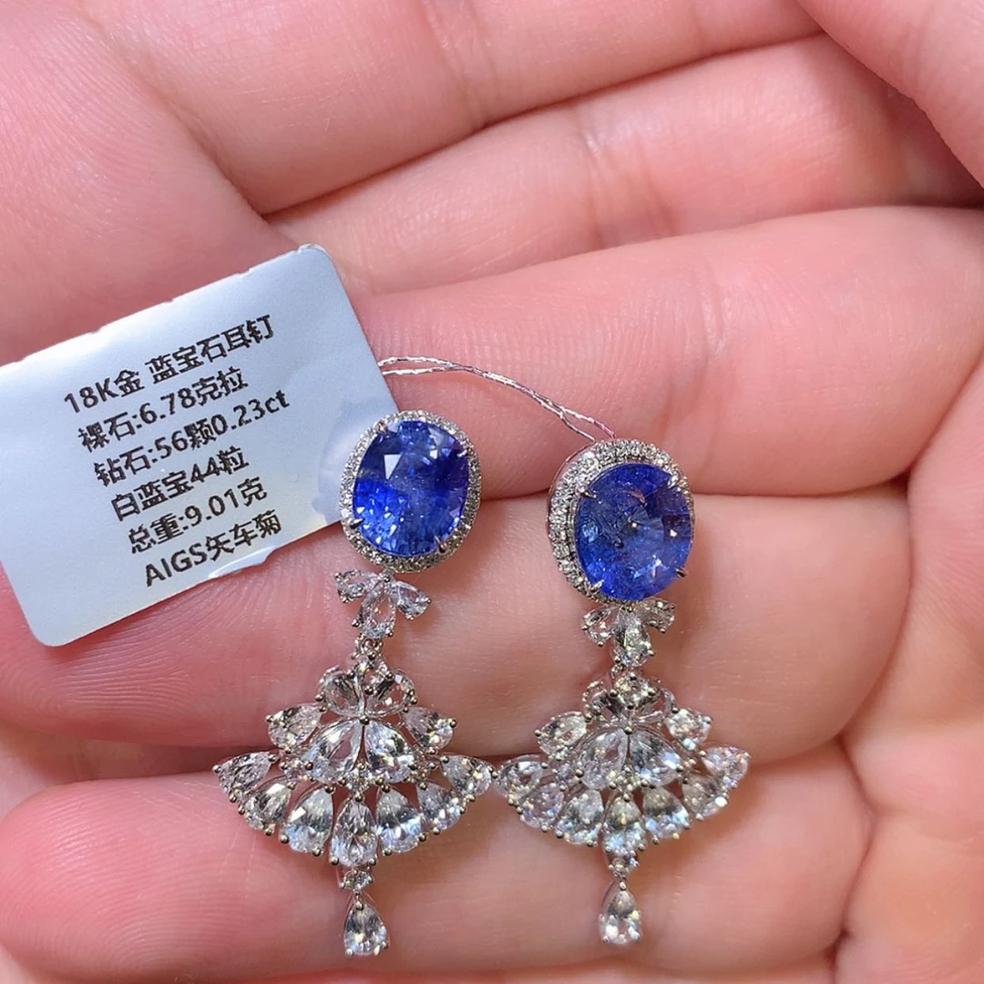 【闪购商品】蓝宝石耳坠18K金镶嵌