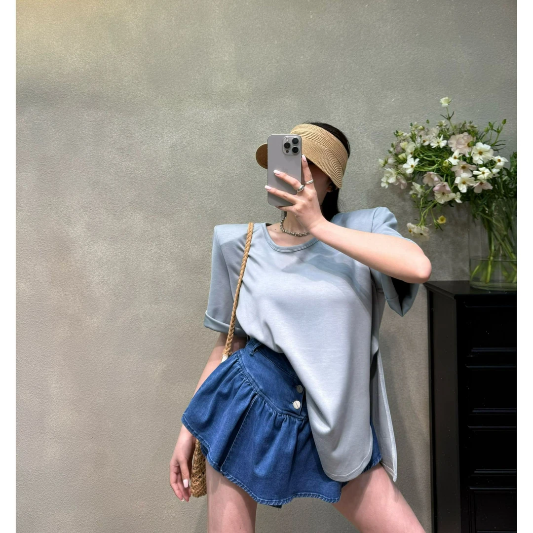 【韩系慵廓】垫肩开衩T