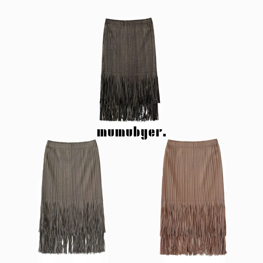 MUMUBYER •“璀璨之恋”双层流苏金细闪百褶半身裙