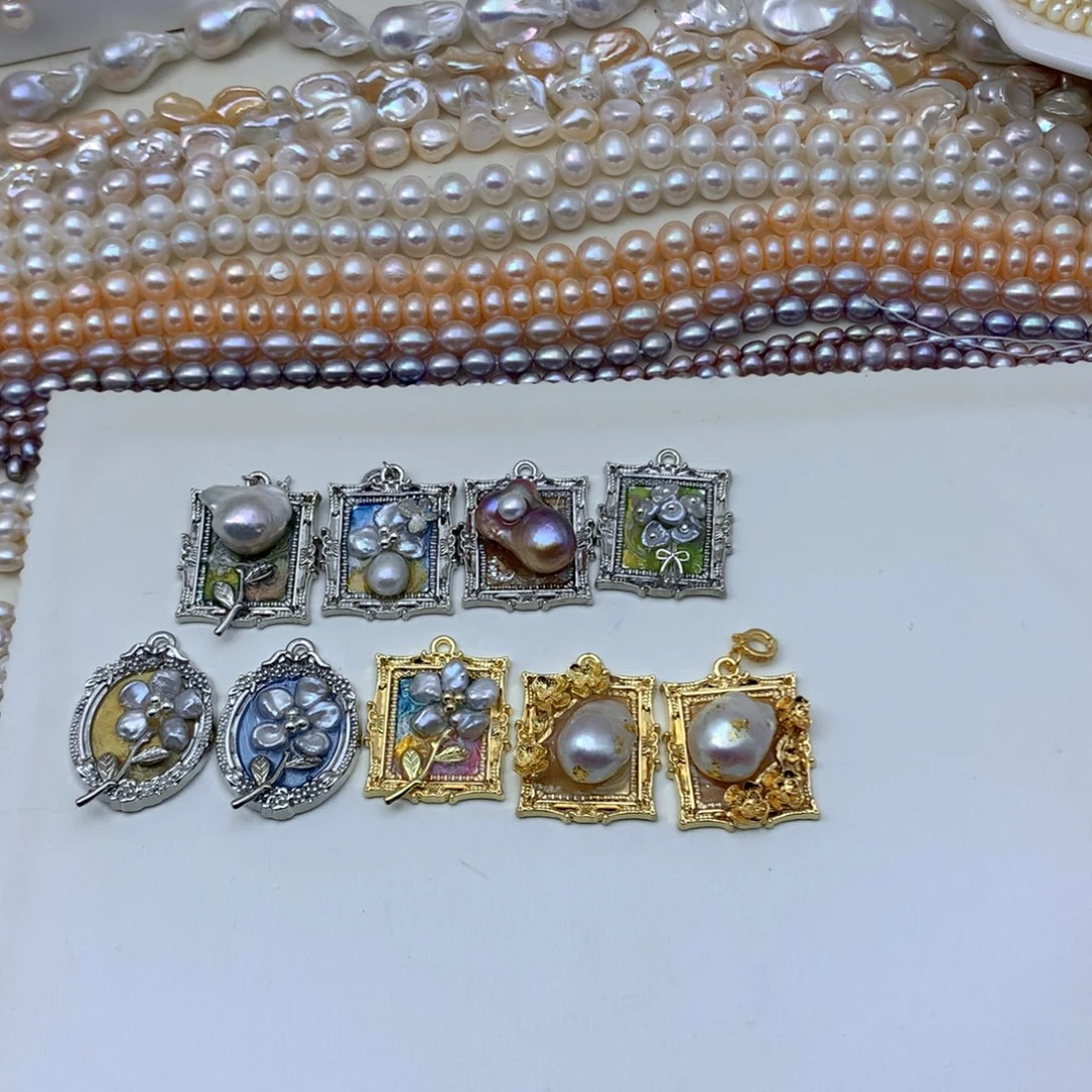 吊坠(不含链)淡水珍珠合金