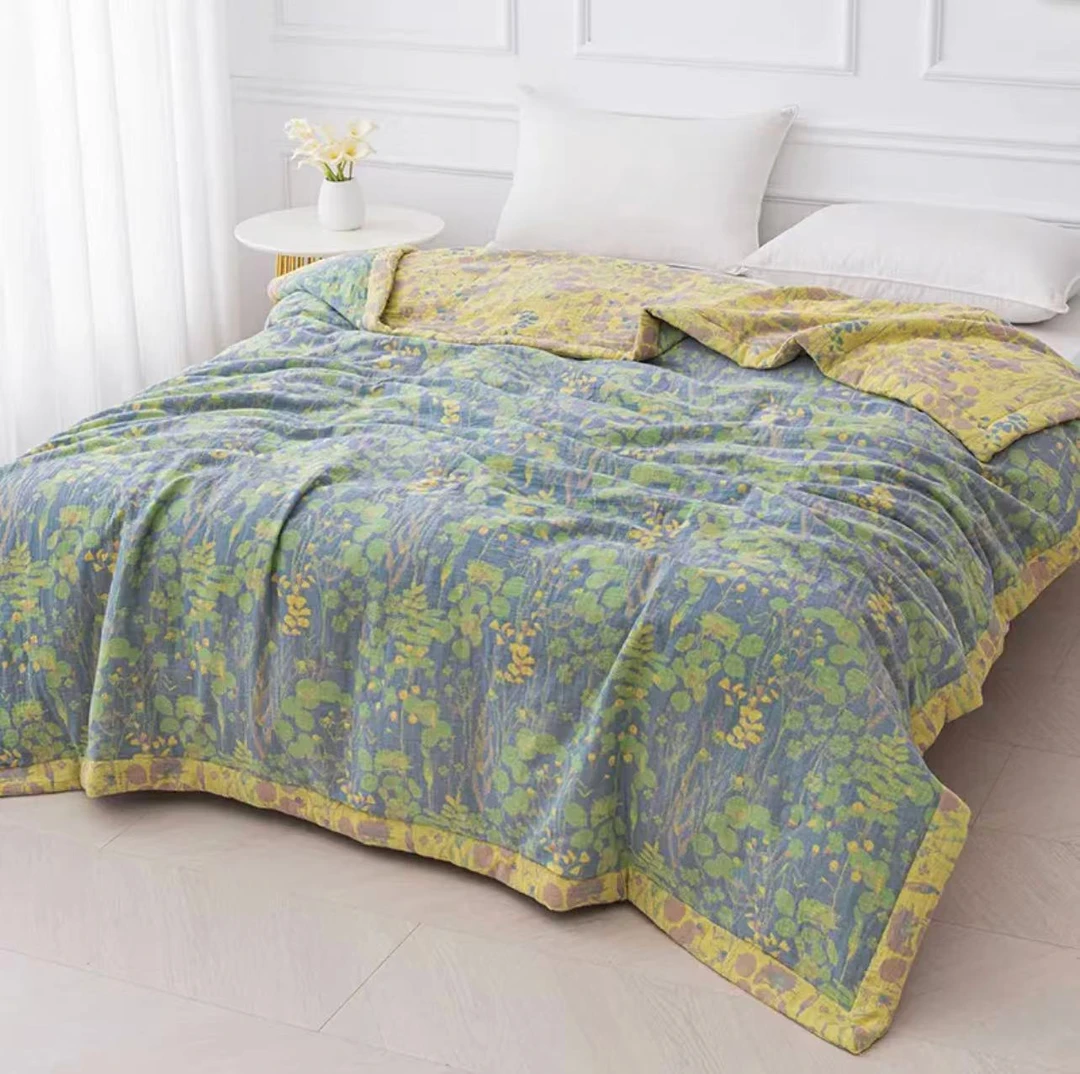 【栗子家】全棉双层纱夏被色织提花