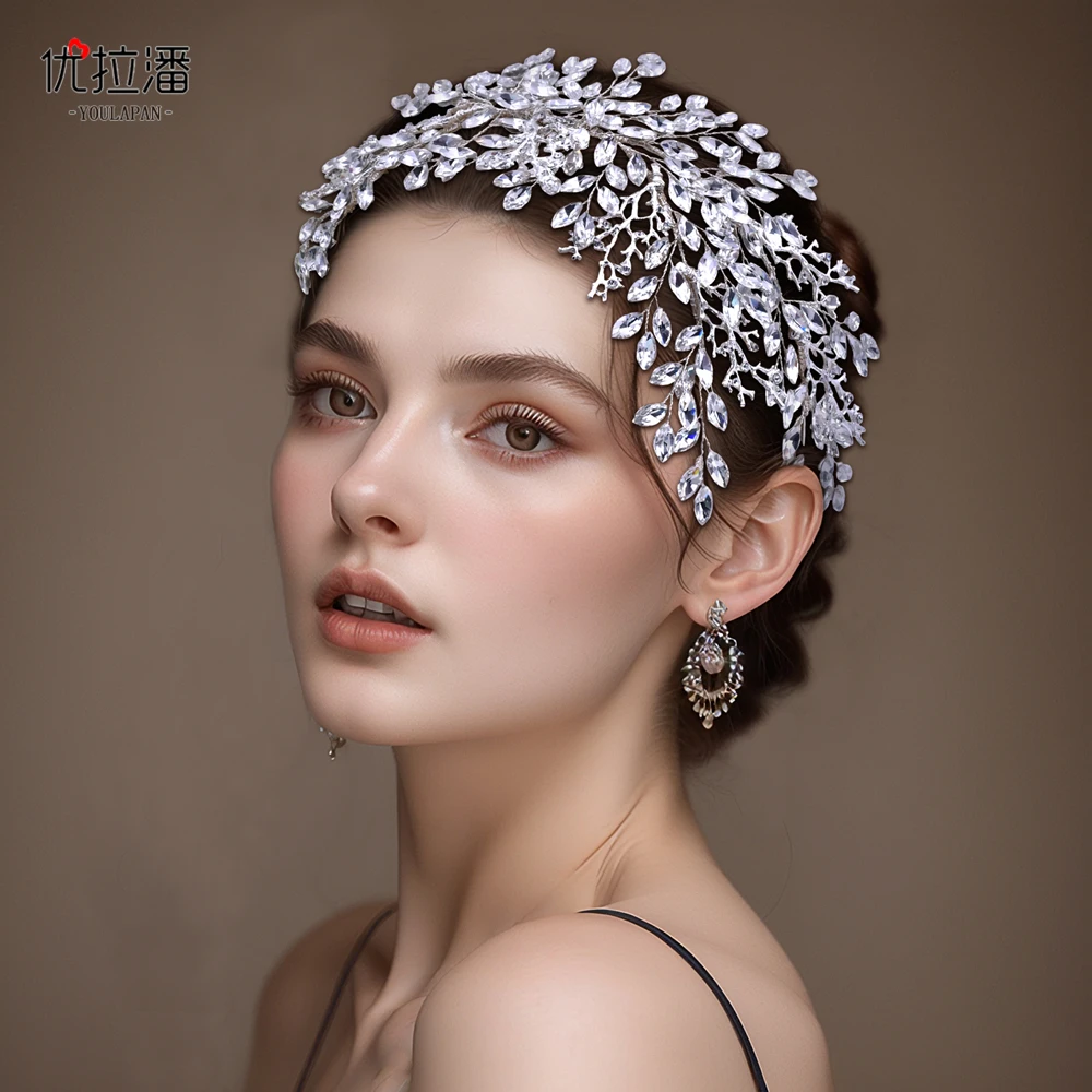 优拉潘HP365小众奢华的新娘头饰闪亮的合成水钻配饰结婚婚礼饰品