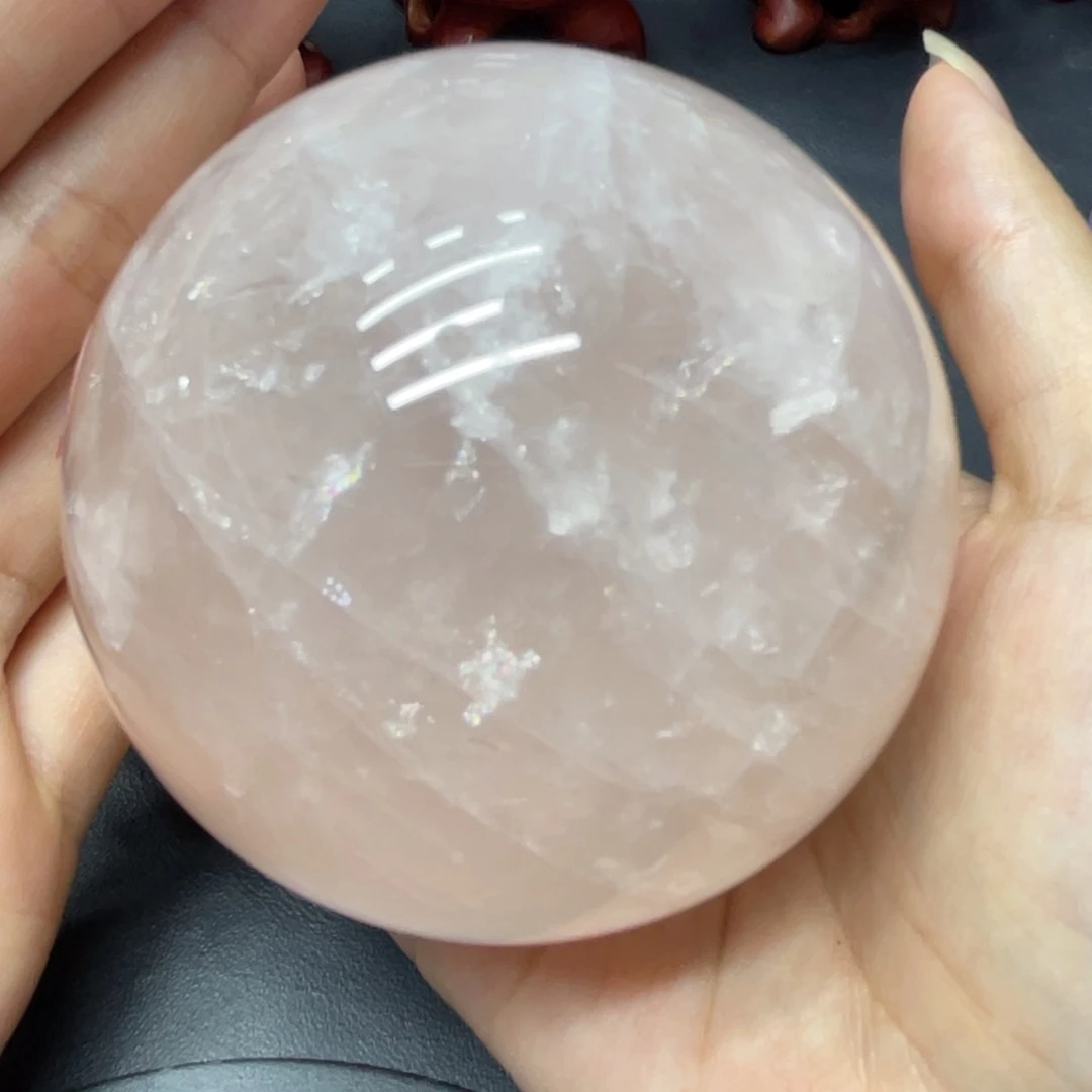 hh粉水晶球h2678未镶嵌水晶为**变