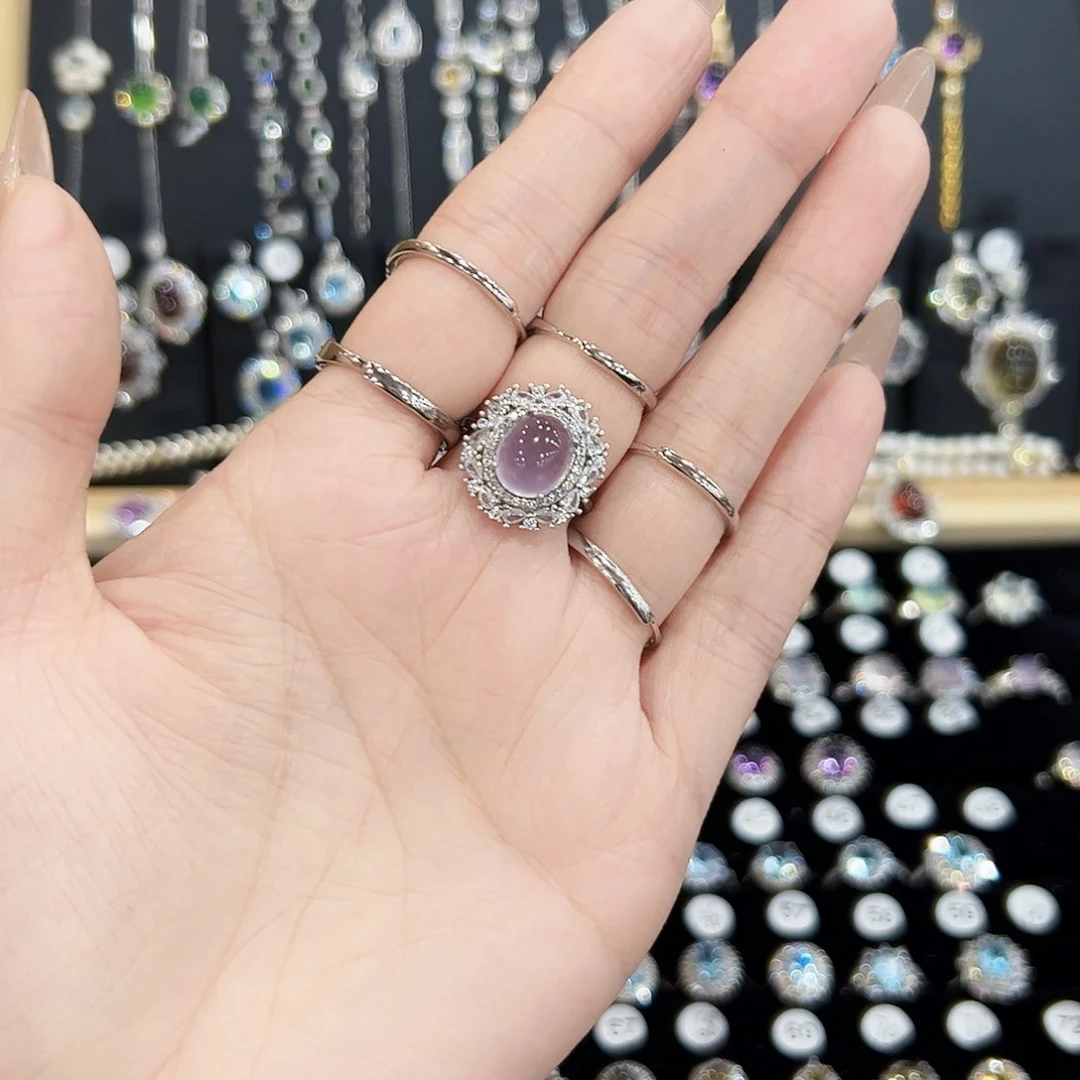 紫晶戒指银S925镶嵌天然